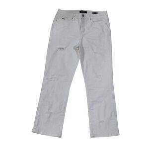 ine West Taylor Cuffed Capri White Jeans Size 8 Distressed